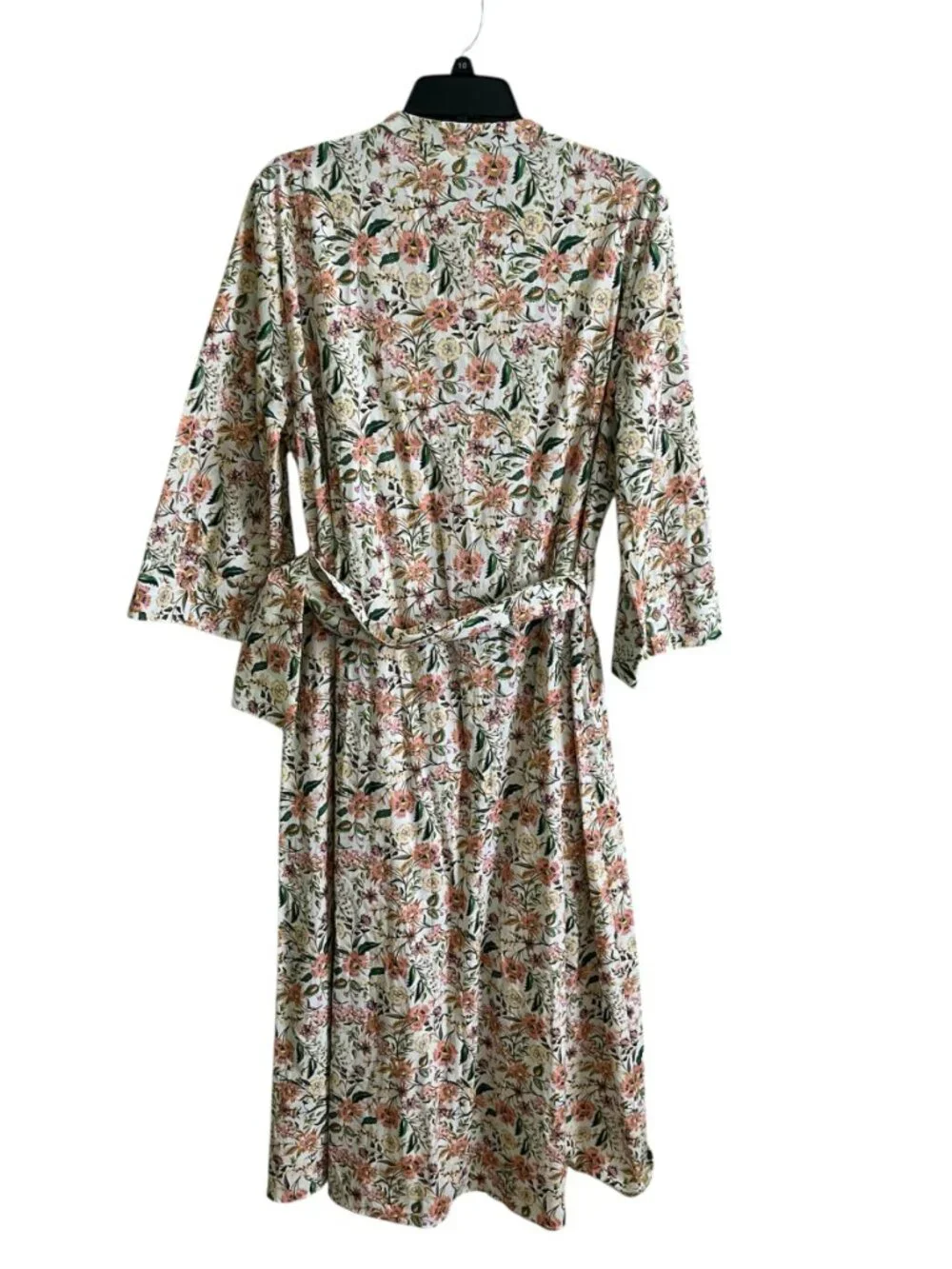 Zara Printed Midi Poplin Dress XL Organic Cotton Belted Button Front Summer NWT